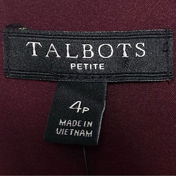 Talbots Crepe Fit & Flare Burgandy Floral Midi Dress Sz 4P NWT - Picture 6 of 9